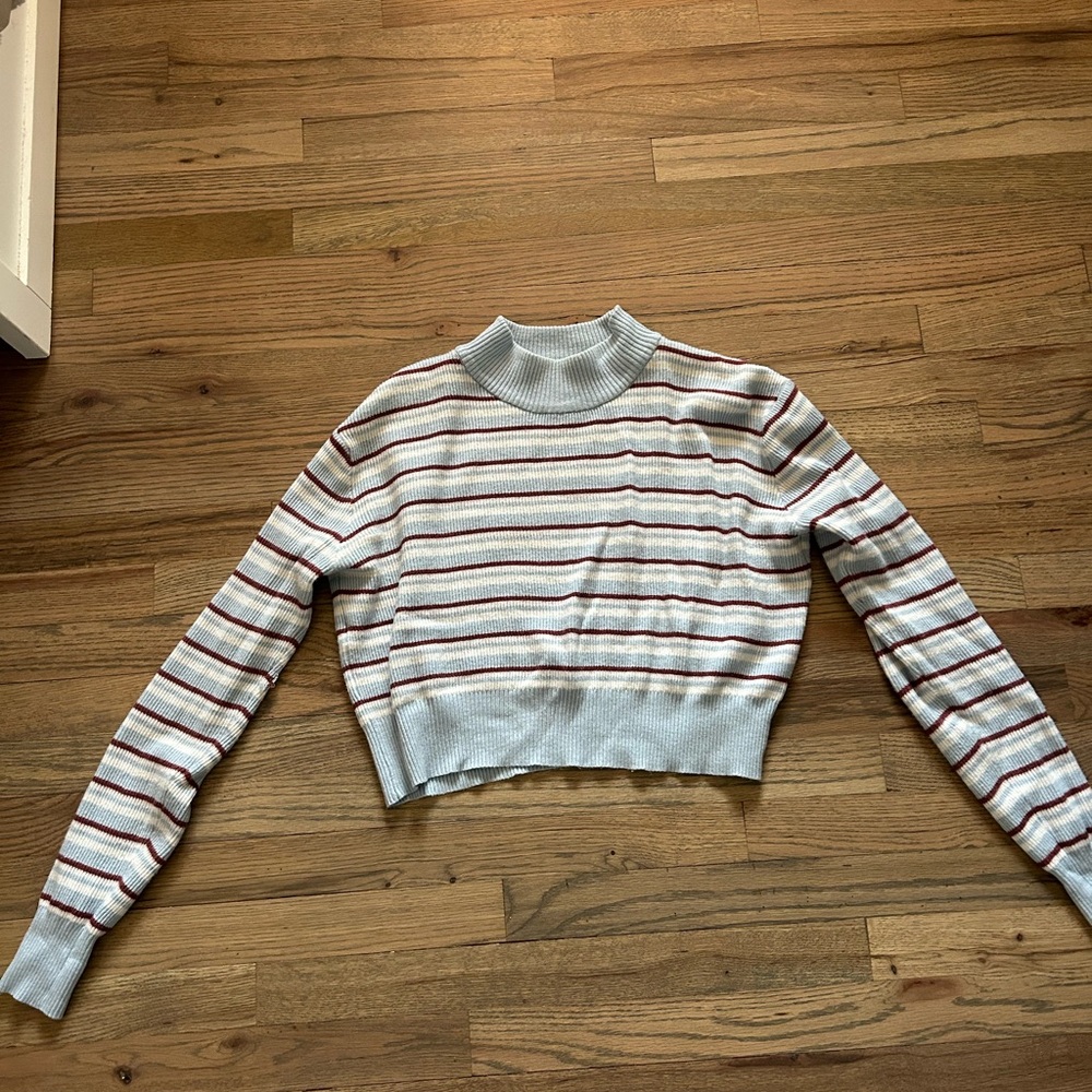 La Hearts Striped Crop Top - Gray and Red